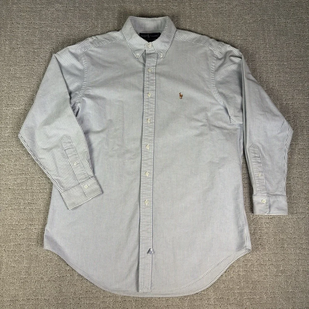 VTG Polo Ralph Lauren Button Down Shirt Sz 16½x33 XL 90s Striped 100% Cotton